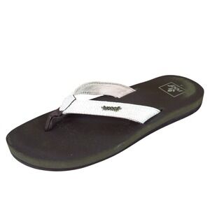 Reef Star Cushion Sassy Women Sandal Size 8 Casual Beach Flip Flop Brown Silver